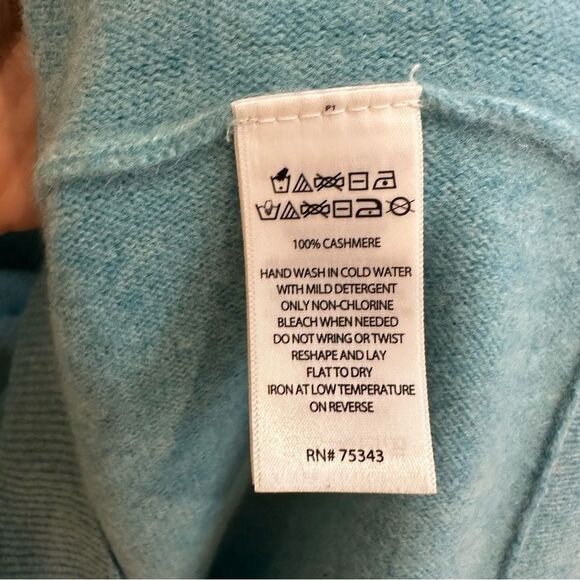 Tahari | L | teal 100% 2 Ply Cashmere Turquoise Pullover Sweater Top - Picture 5 of 7